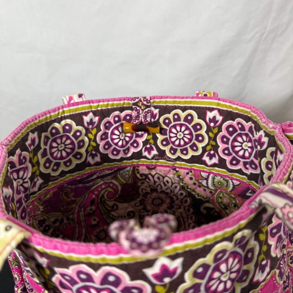 Vera Bradley Quilted Tote Bag Pink Purple Floral + Matching Wristlet Set - Picture 5 of 12